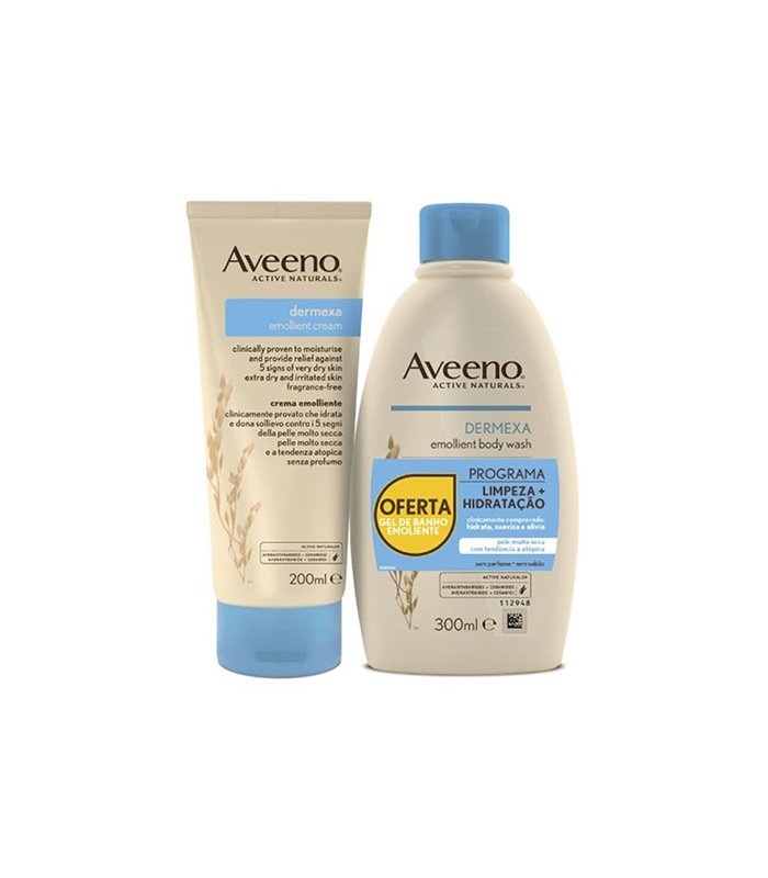 Dermexa emollient cream and body wash set for dry skin